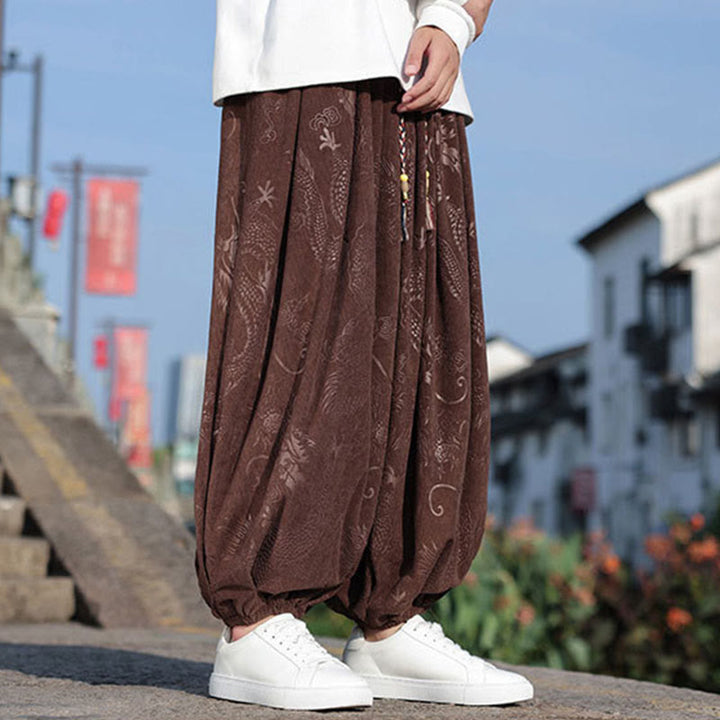 Buddha Stones龍模様カジュアル無地コットンメンズパンツ（ポケット付き） - image 6