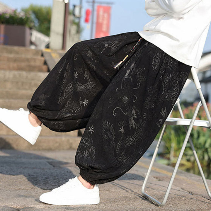 Buddha Stones龍模様カジュアル無地コットンメンズパンツ（ポケット付き） - image 21