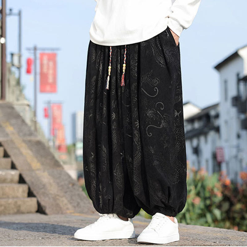 Buddha Stones龍模様カジュアル無地コットンメンズパンツ（ポケット付き） - image 15