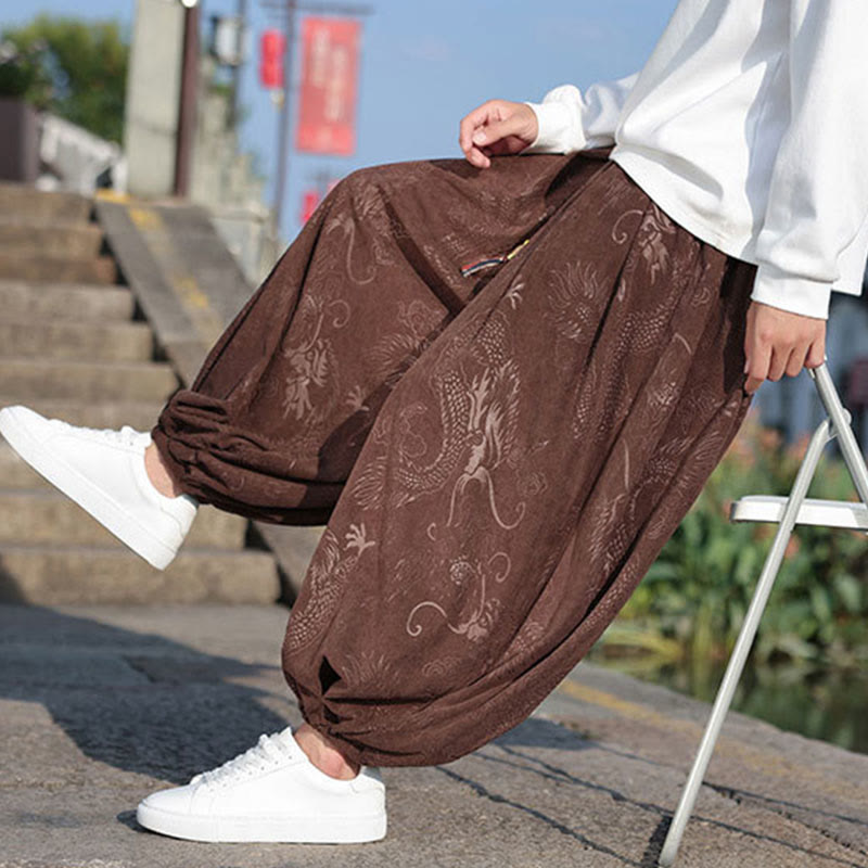 Buddha Stones龍模様カジュアル無地コットンメンズパンツ（ポケット付き） - image 8