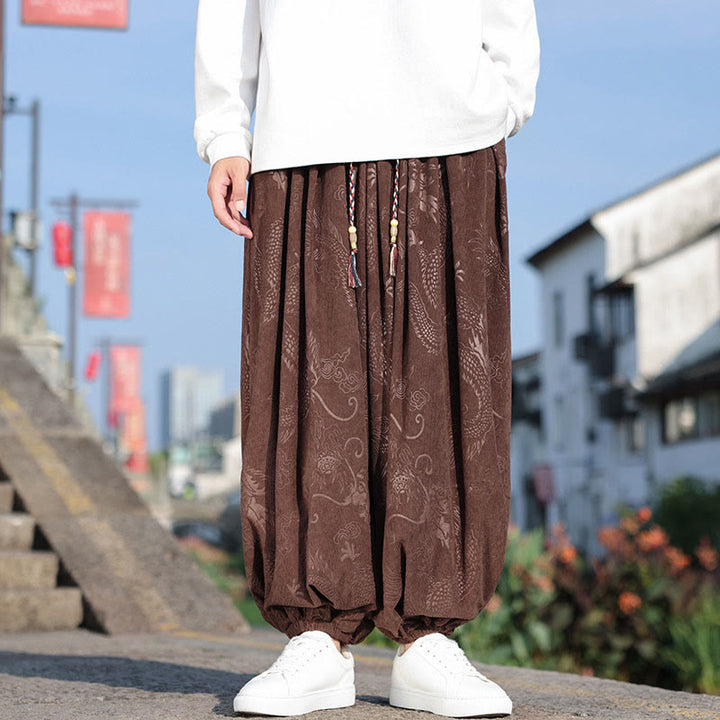 Buddha Stones龍模様カジュアル無地コットンメンズパンツ（ポケット付き） - image 7