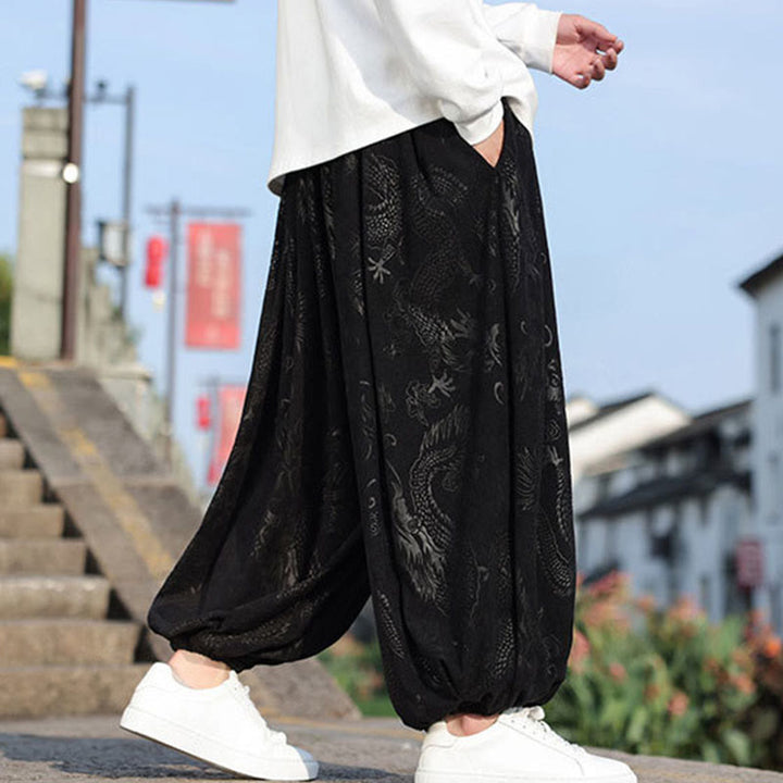 Buddha Stones龍模様カジュアル無地コットンメンズパンツ（ポケット付き） - image 12