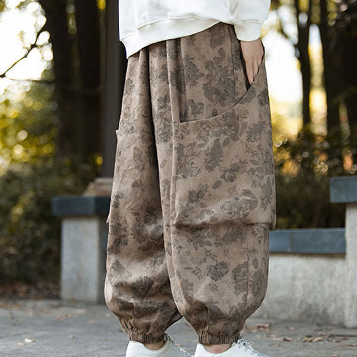 Buddha Stonesカジュアルフラワーコーデュロイコットンメンズパンツ（大きなポケット付き） - image 6