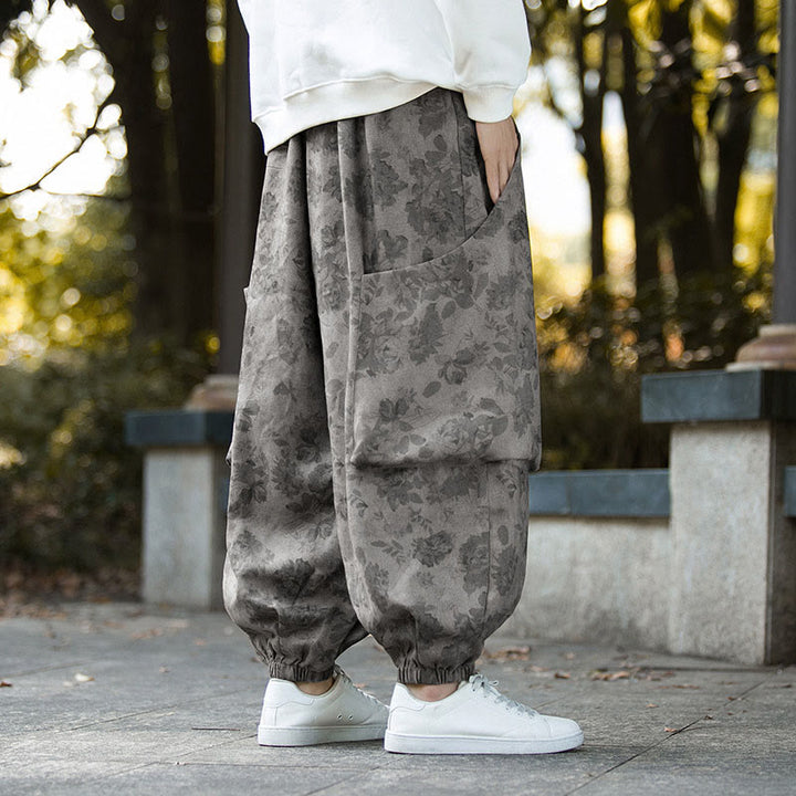 Buddha Stonesカジュアルフラワーコーデュロイコットンメンズパンツ（大きなポケット付き） - image 18