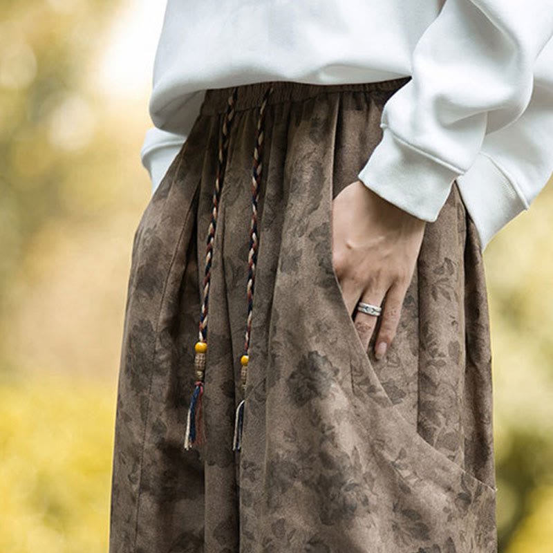 Buddha Stonesカジュアルフラワーコーデュロイコットンメンズパンツ（大きなポケット付き） - image 11