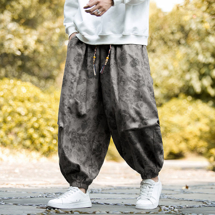 Buddha Stonesカジュアルフラワーコーデュロイコットンメンズパンツ（大きなポケット付き） - image 17