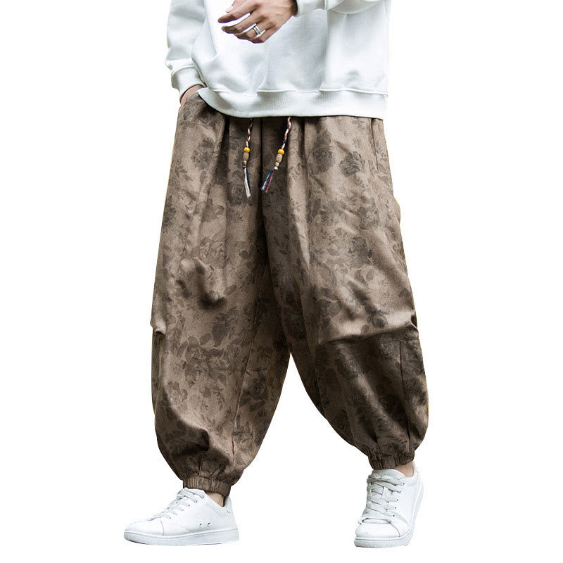 Buddha Stonesカジュアルフラワーコーデュロイコットンメンズパンツ（大きなポケット付き） - image 15