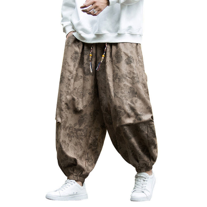 Buddha Stonesカジュアルフラワーコーデュロイコットンメンズパンツ（大きなポケット付き） - image 15
