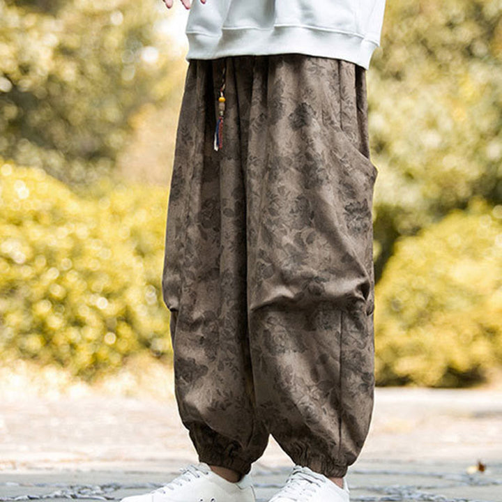 Buddha Stonesカジュアルフラワーコーデュロイコットンメンズパンツ（大きなポケット付き） - image 8