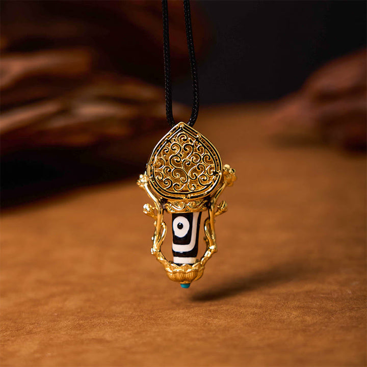 Buddha StonesチベットのDziビーズ文殊菩薩模様慈悲の紐ネックレスペンダント - image 2
