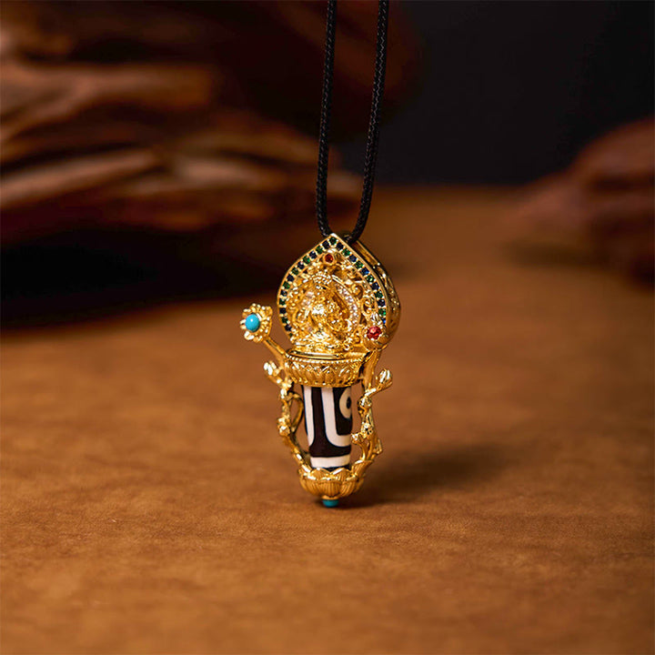 Buddha StonesチベットのDziビーズ文殊菩薩模様慈悲の紐ネックレスペンダント - image 4
