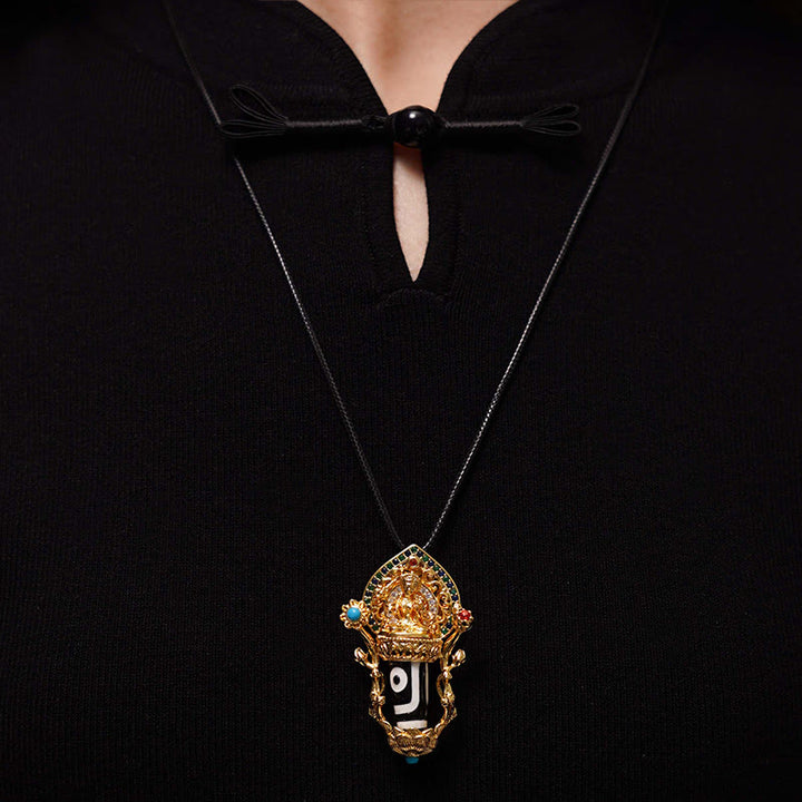 Buddha StonesチベットのDziビーズ文殊菩薩模様慈悲の紐ネックレスペンダント - image 6