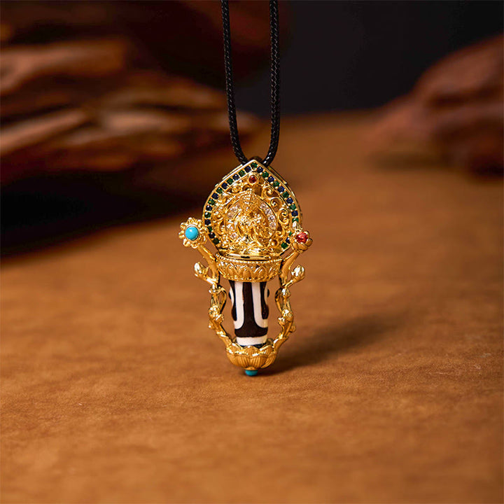 Buddha StonesチベットのDziビーズ文殊菩薩模様慈悲の紐ネックレスペンダント - image 3