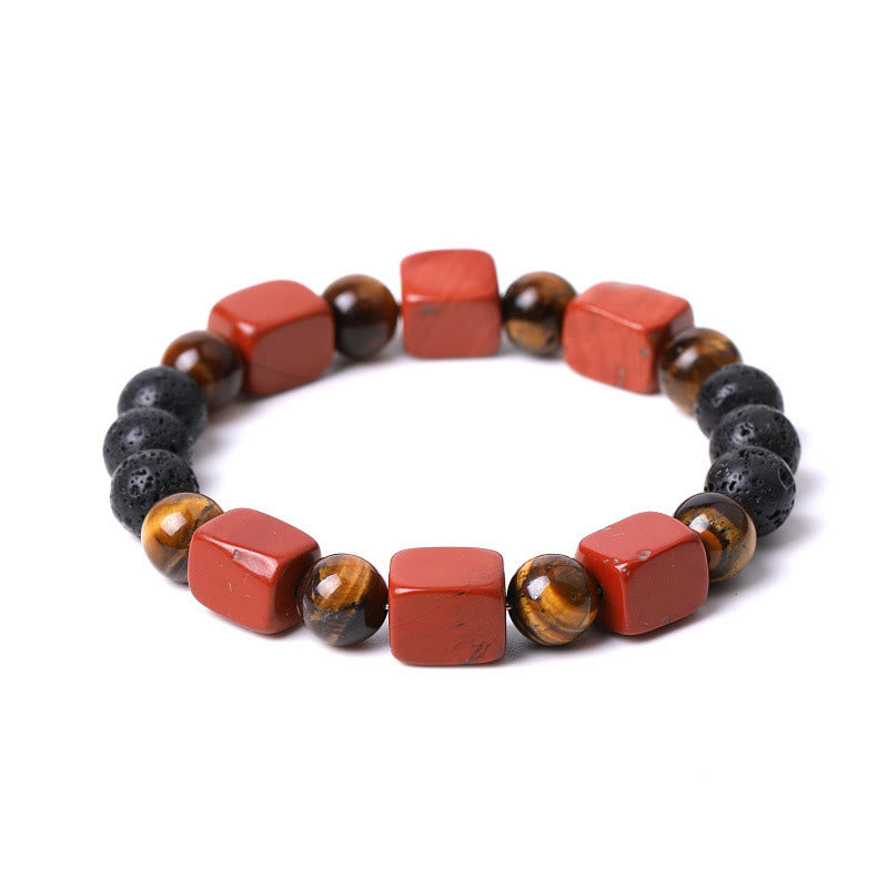 Buddha Stones各種クリスタルキューブアメジスト溶岩石サポートブレスレット