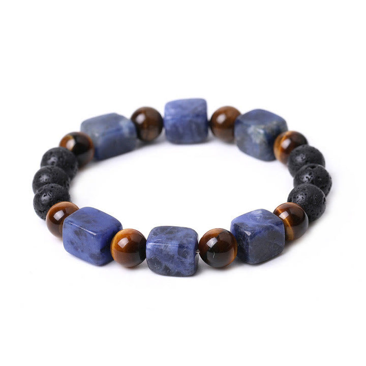 Buddha Stones各種クリスタルキューブアメジスト溶岩石サポートブレスレット