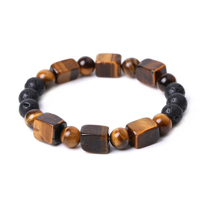 Buddha Stones各種クリスタルキューブアメジスト溶岩石サポートブレスレット