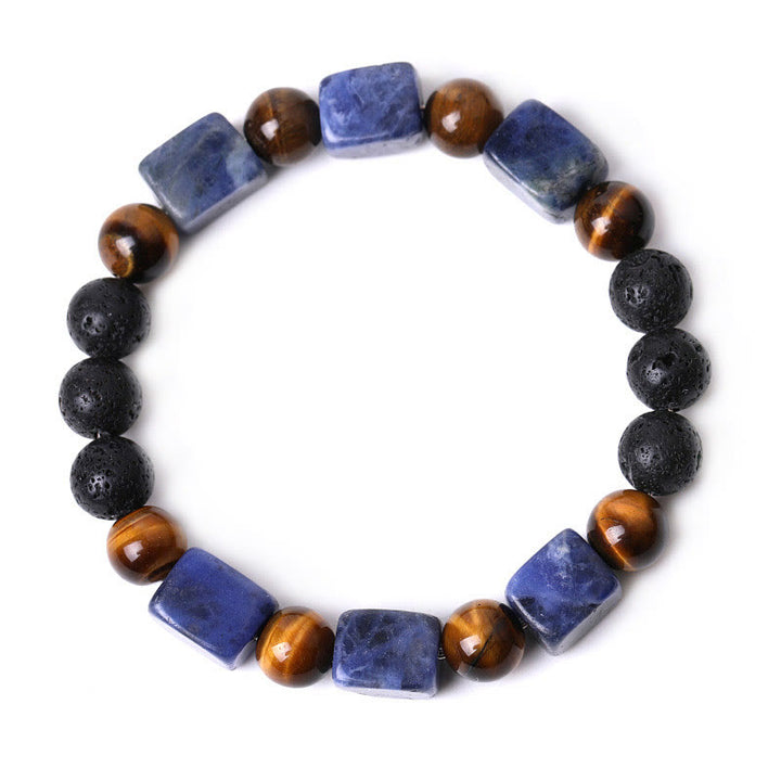 Buddha Stones各種クリスタルキューブアメジスト溶岩石サポートブレスレット