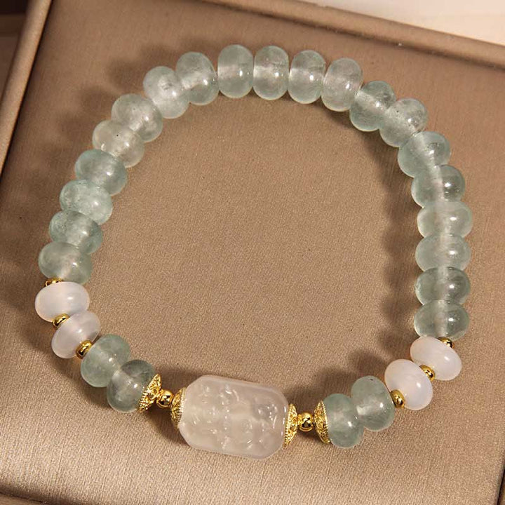 Buddha Stonesアクアマリン翡翠そろばんビーズセレニティブレスレット