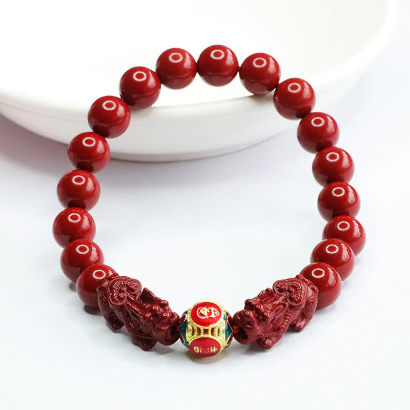 Buddha Stones辰砂 ダブル貔貅 邪悪な霊を寄せ付けないブレスレット - image 1