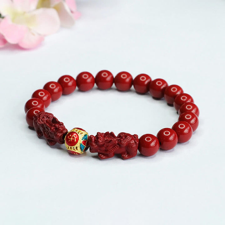 Buddha Stones辰砂 ダブル貔貅 邪悪な霊を寄せ付けないブレスレット - image 4
