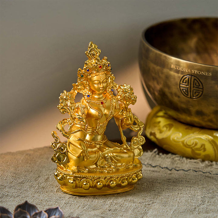 Buddha Stones菩薩白多羅菩薩希望守護金メッキ像装飾 - image 2