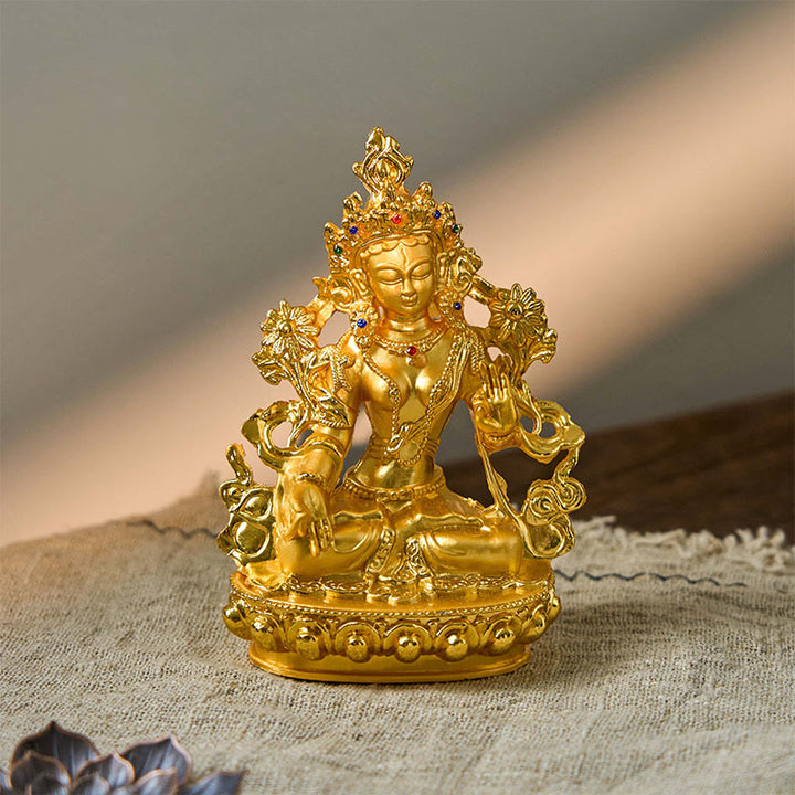 Buddha Stones菩薩白多羅菩薩希望守護金メッキ像装飾 - 菩薩ターラシンボル（希望 ♥ 守護） - image 0