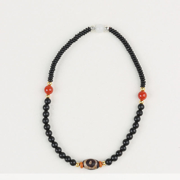 Buddha Stones、黒檀、白檀、緑白檀、Dziビーズ、バランスカームダブルラップブレスレット
