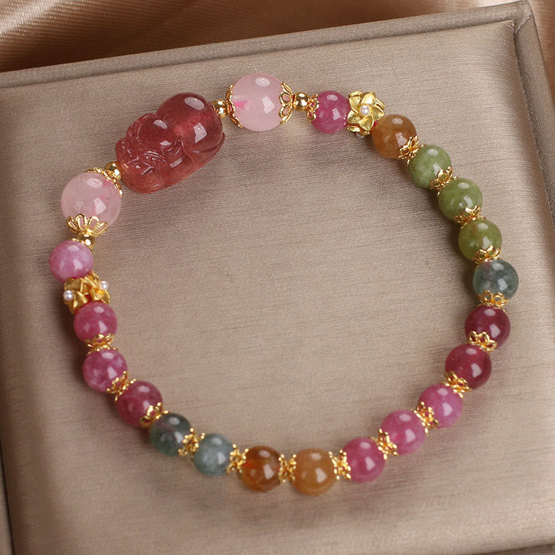 Buddha Stonesトルマリン、ストロベリークォーツ、ピンククリスタル、貔貅（ピクシウ）ラブブレスレット - image 14