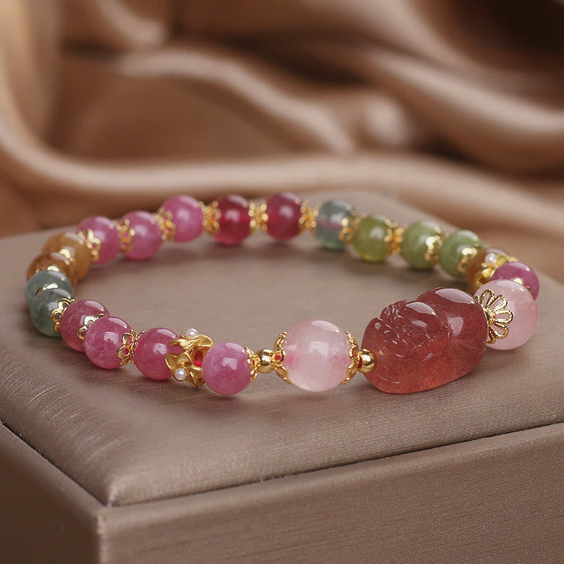 Buddha Stonesトルマリン、ストロベリークォーツ、ピンククリスタル、貔貅（ピクシウ）ラブブレスレット - image 13