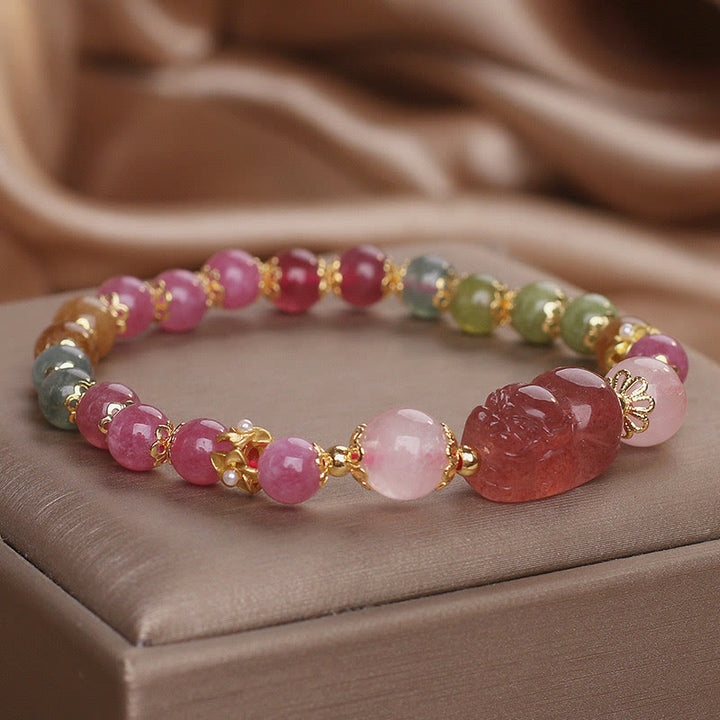 Buddha Stonesトルマリン、ストロベリークォーツ、ピンククリスタル、貔貅（ピクシウ）ラブブレスレット - image 13