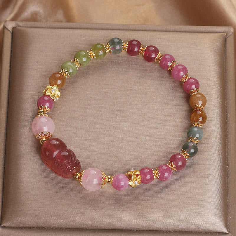 Buddha Stonesトルマリン、ストロベリークォーツ、ピンククリスタル、貔貅（ピクシウ）ラブブレスレット - image 12
