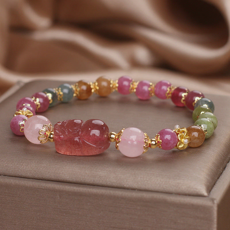 Buddha Stonesトルマリン、ストロベリークォーツ、ピンククリスタル、貔貅（ピクシウ）ラブブレスレット - image 15