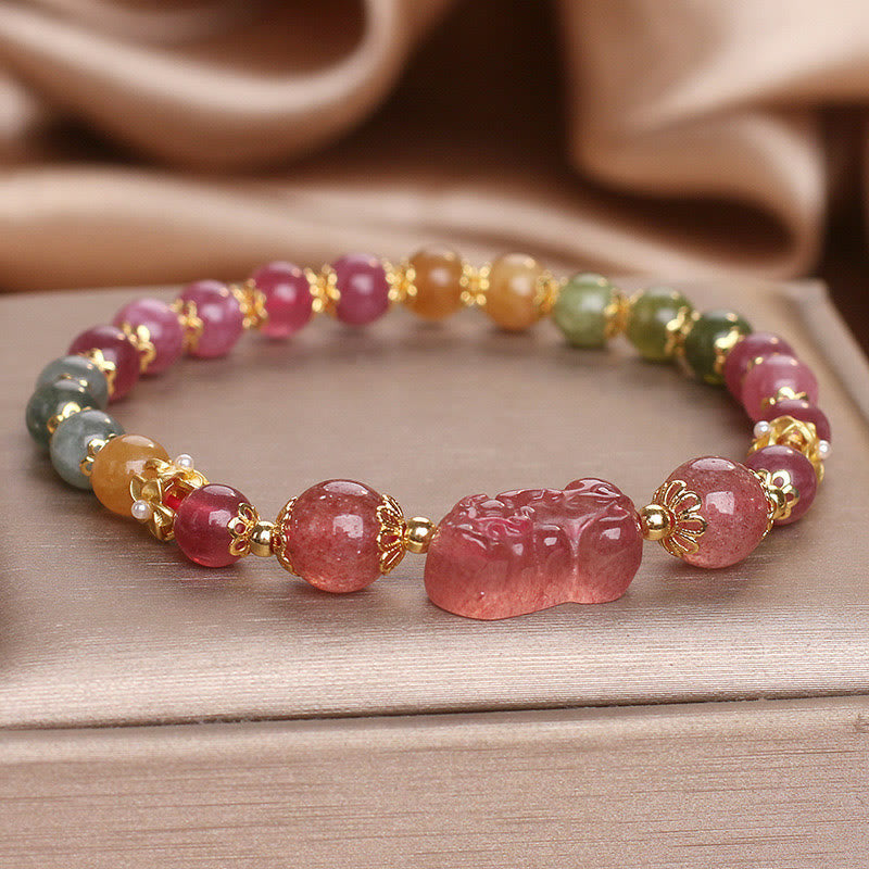 Buddha Stonesトルマリン、ストロベリークォーツ、ピンククリスタル、貔貅（ピクシウ）ラブブレスレット - image 11