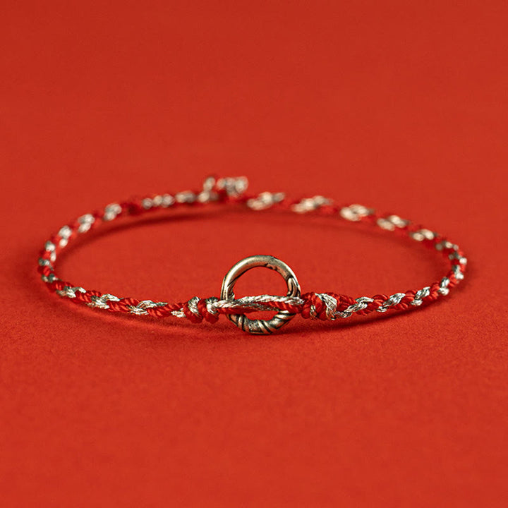 Buddha Stones925スターリングシルバー ピースバックル 幸運のストリングブレスレット