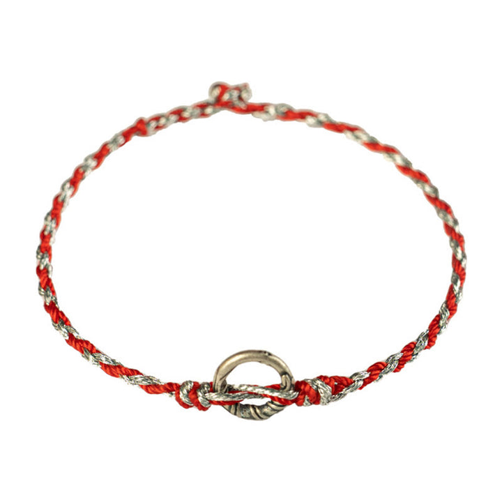 Buddha Stones925スターリングシルバー ピースバックル 幸運のストリングブレスレット