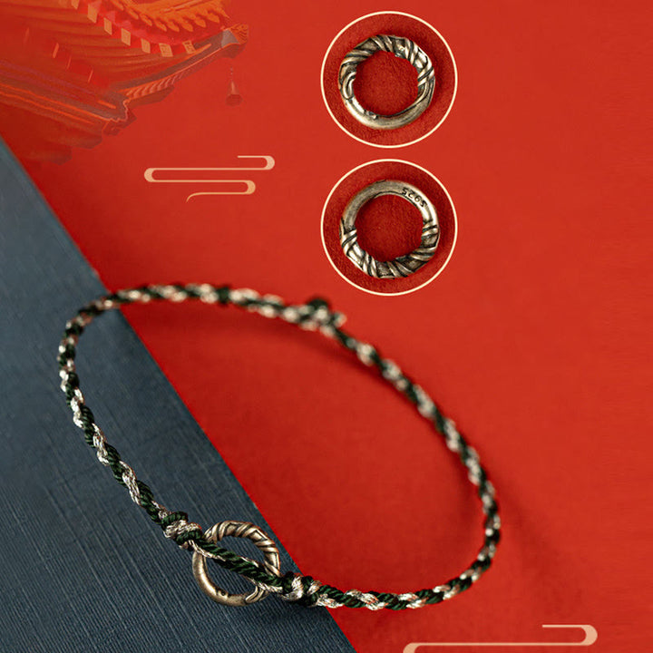 Buddha Stones925スターリングシルバー ピースバックル 幸運のストリングブレスレット