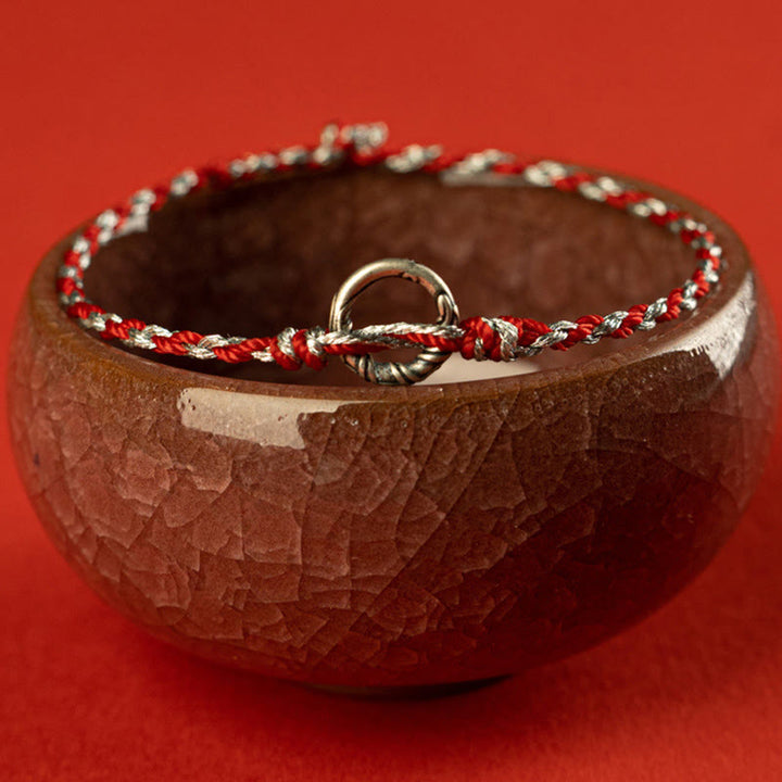 Buddha Stones925スターリングシルバー ピースバックル 幸運のストリングブレスレット