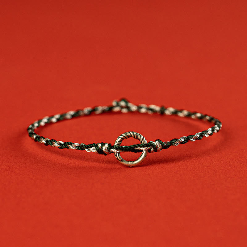 Buddha Stones925スターリングシルバー ピース平和のお守りチャーム幸運のストリングブレスレット - 黒 - 19cm - image 13