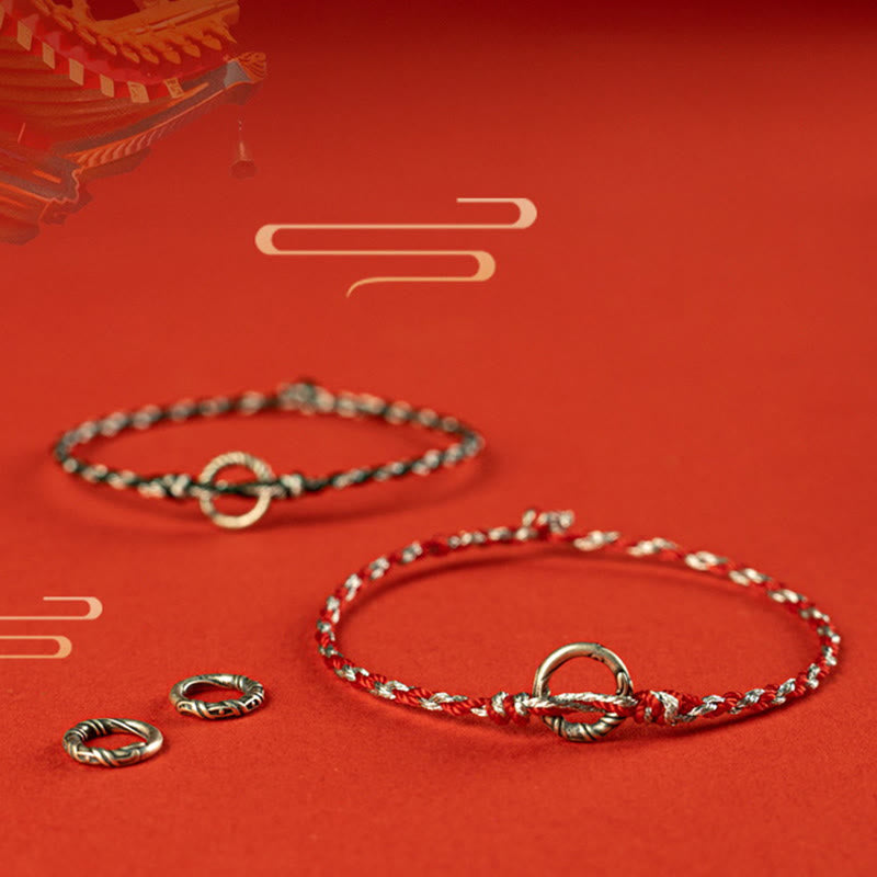 Buddha Stones925スターリングシルバー ピースバックル 幸運のストリングブレスレット