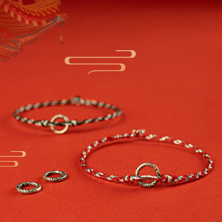 Buddha Stones925スターリングシルバー ピースバックル 幸運のストリングブレスレット