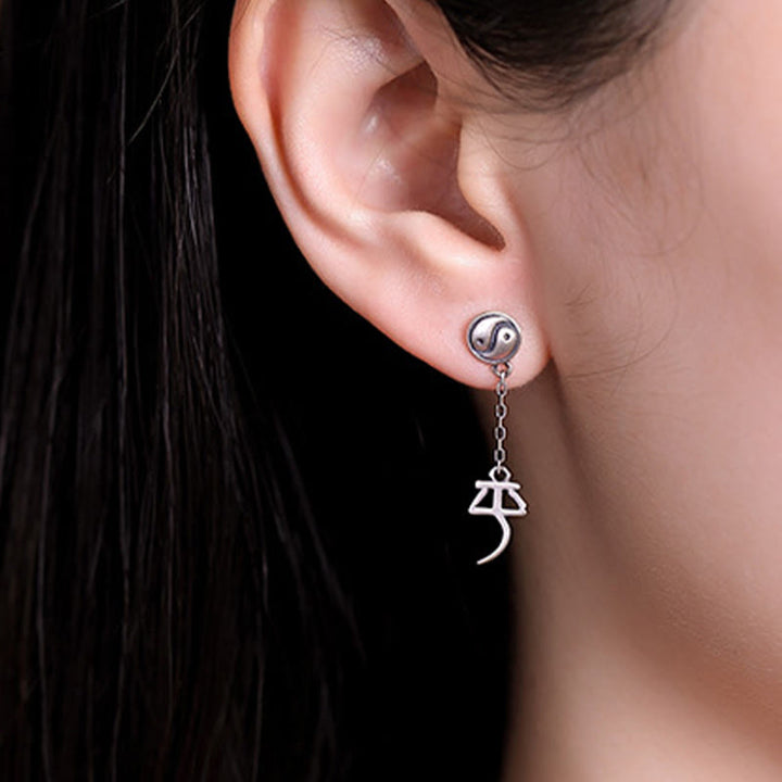 Buddha Stones925 スターリングシルバー 漢字「平安」「西楽」守護イヤリング
