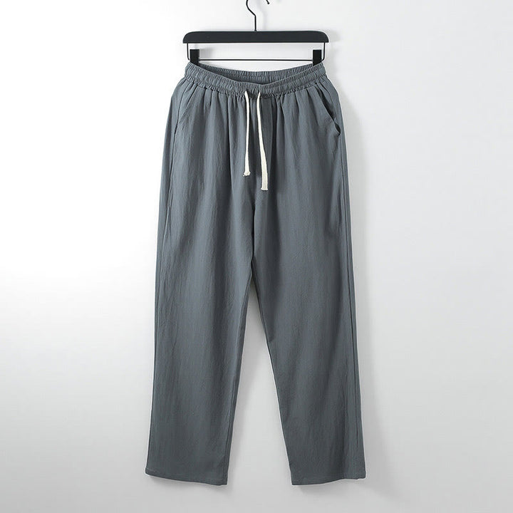 Buddha Stones無地コットンリネンカジュアルルーズメンズパンツ（ポケット付き） - ディムグレー - US/UK/AU54、 EU64 (9XL) - image 1