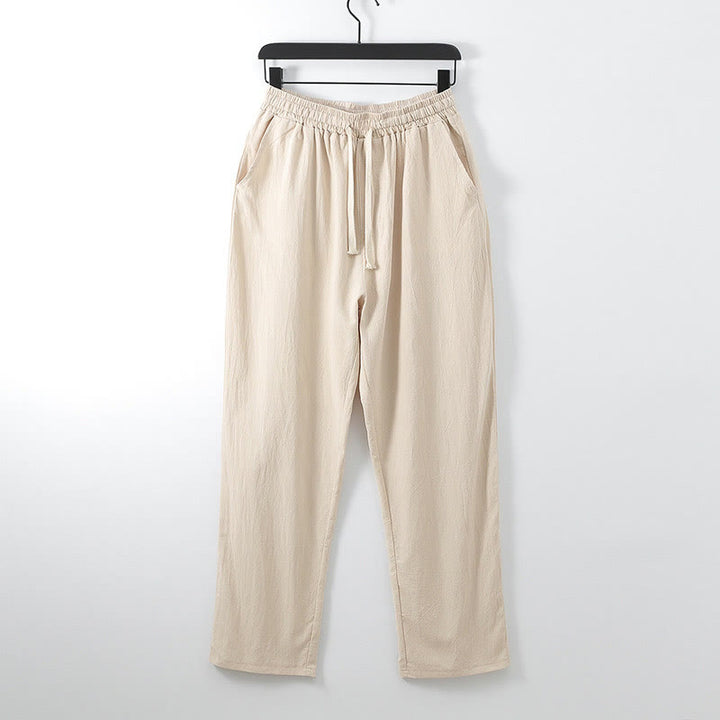 Buddha Stones無地コットンリネンカジュアルルーズメンズパンツ（ポケット付き） - ピーチパフ - US/UK/AU54、 EU64 (9XL) - image 8