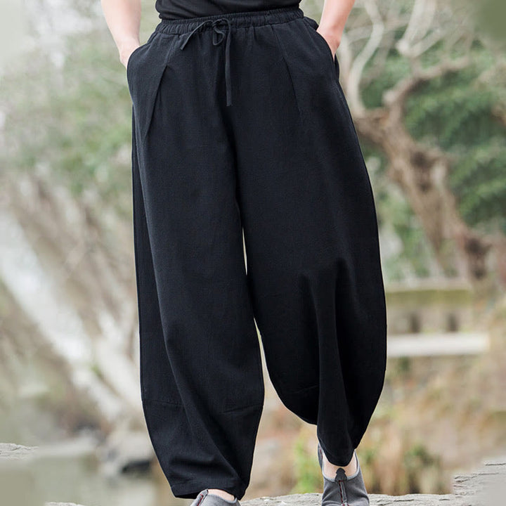 Buddha Stonesプレーン カジュアル リネン ブルマー メンズ パンツ ポケット付き - image 4