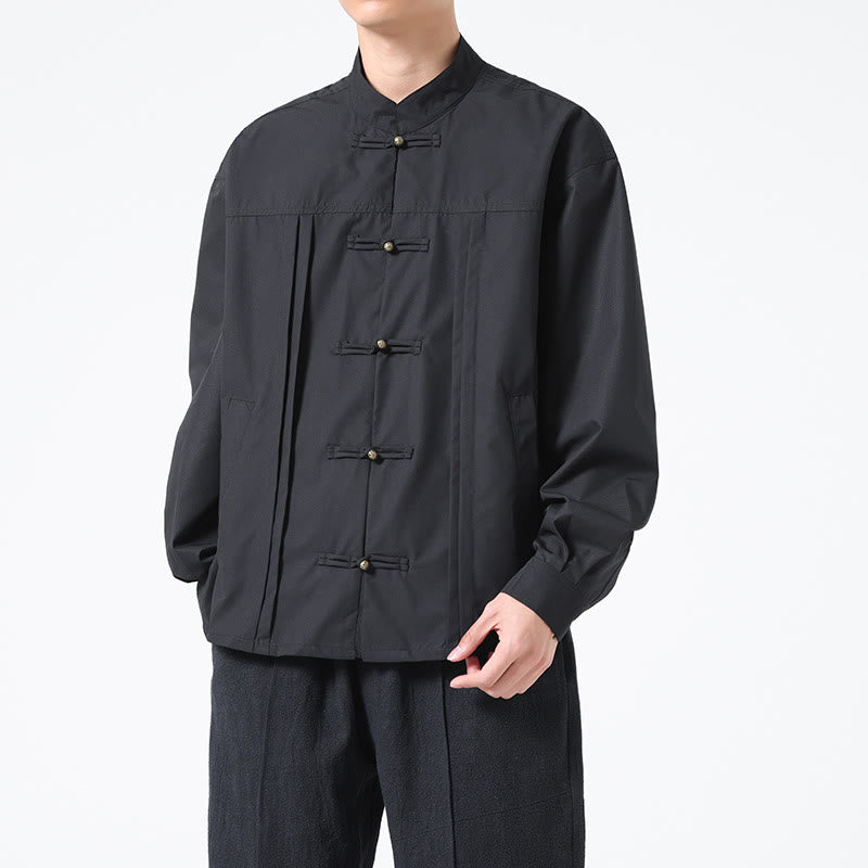 Buddha Stonesスタンドカラー ボタン スパンデックス メンズシャツ - image 4