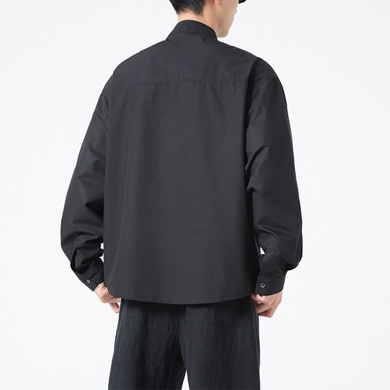 Buddha Stonesスタンドカラー ボタン スパンデックス メンズシャツ - image 3