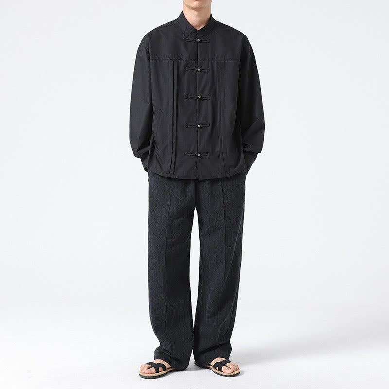 Buddha Stonesスタンドカラー ボタン スパンデックス メンズシャツ - image 9