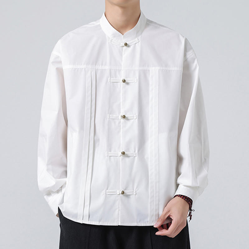 Buddha Stonesスタンドカラー ボタン スパンデックス メンズシャツ - 白 - US/UK/AU46、 EU56 (5XL) - image 12