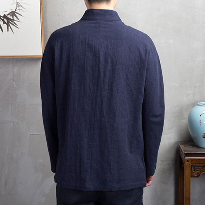 Buddha Stones無地 カジュアル フロッグボタン メンズ シャツ 衣類 - image 7