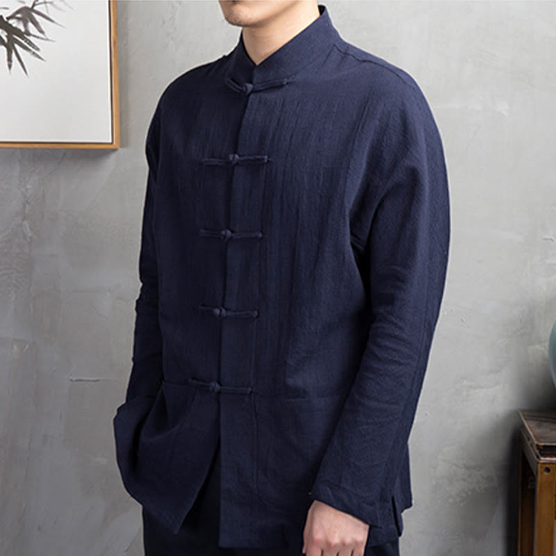 Buddha Stones無地 カジュアル フロッグボタン メンズ シャツ 衣類 - image 10